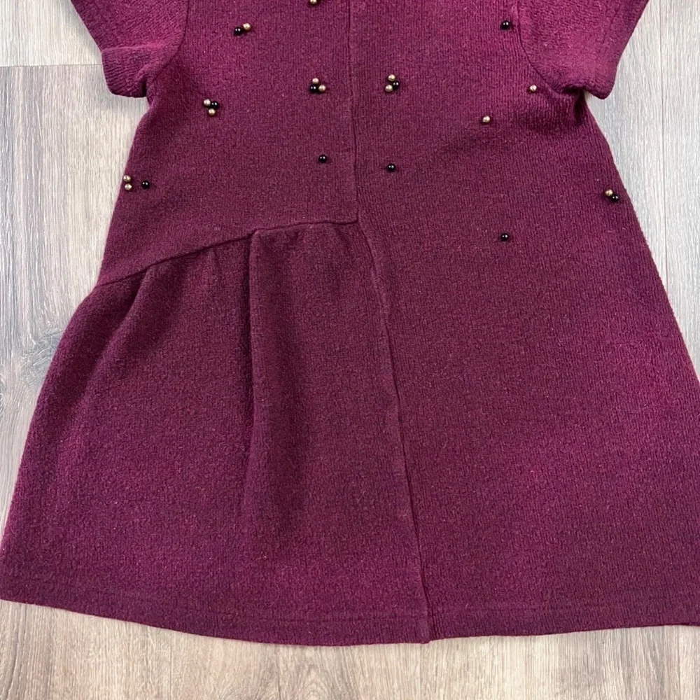 Zara Maroon Sweater Dress with Beads Sz S